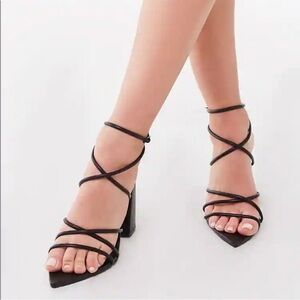 Forever 21 Black Strappy Heels